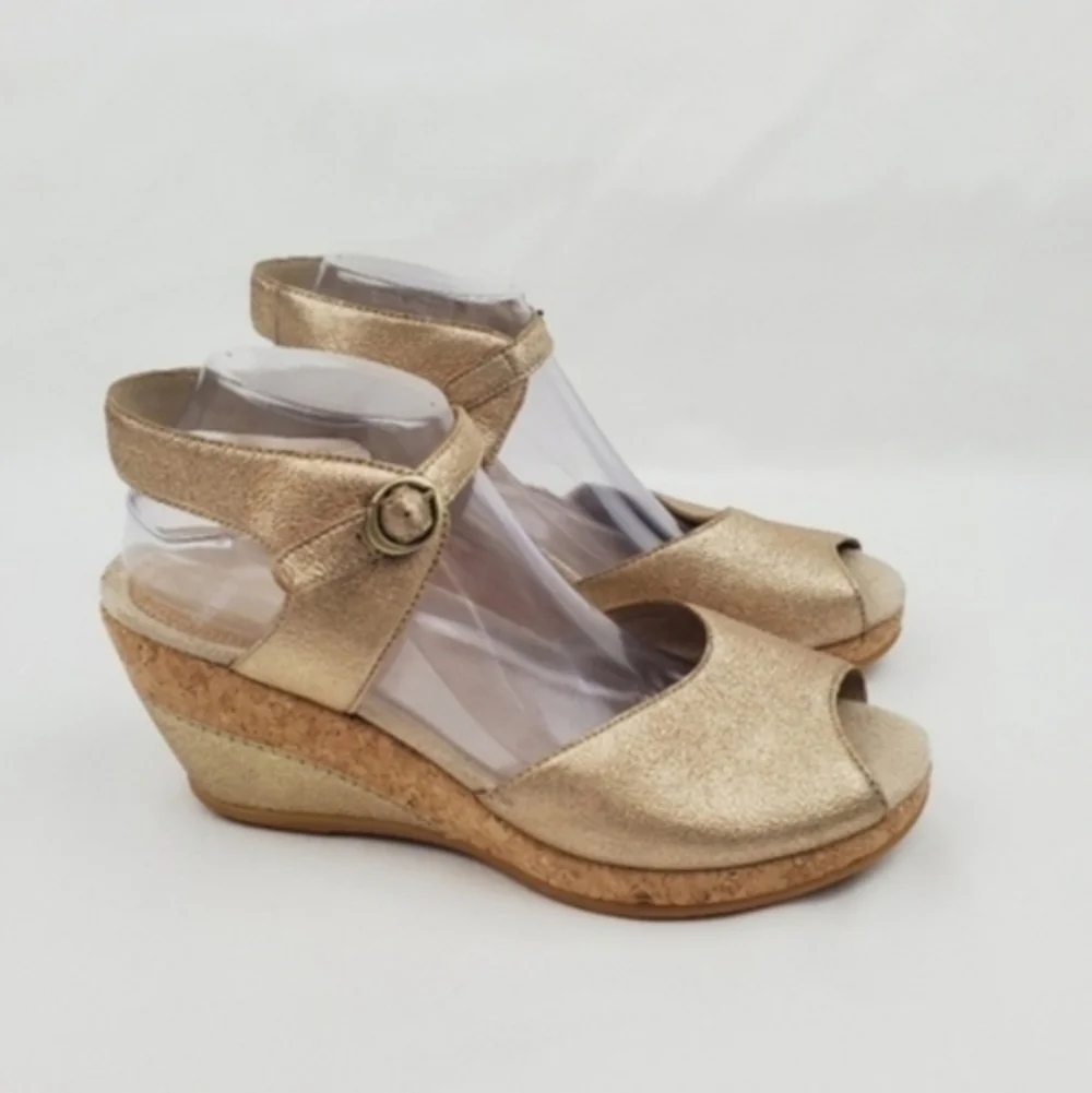 Dansko Charlotte Cork Grain Leather Wedge Sandals